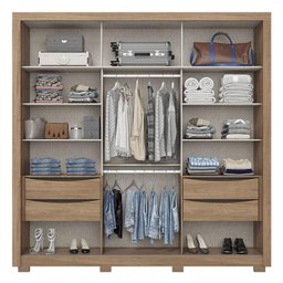 Guarda Roupa Casal Ambiente Aston Jequitibá Brilho Preto Hp Flex com Espelho - Henn - 6