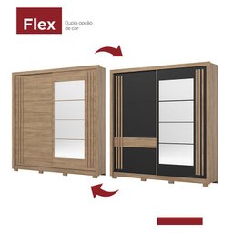 Guarda Roupa Casal Ambiente Aston Jequitibá Brilho Preto Hp Flex com Espelho - Henn - 5