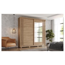 Guarda Roupa Casal Ambiente Aston Jequitibá Brilho Preto Hp Flex com Espelho - Henn - 1