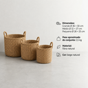 Ver imagem 2 de Conjunto 3 Cestos Organizadores Redondos Fibra Natural Bege com Alças