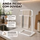 Ver imagem 7 de Suporte Porta Toalha Branco de Rosto Duplo para Bancada de Banheiro Lavabo - Édecasamóveis