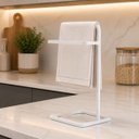 Ver imagem 1 de Suporte Porta Toalha Branco de Rosto Duplo para Bancada de Banheiro Lavabo - Édecasamóveis