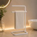 Ver imagem 3 de Suporte Porta Toalha Branco de Rosto Duplo para Bancada de Banheiro Lavabo - Édecasamóveis