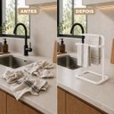 Ver imagem 5 de Suporte Porta Toalha Branco de Rosto Duplo para Bancada de Banheiro Lavabo - Édecasamóveis