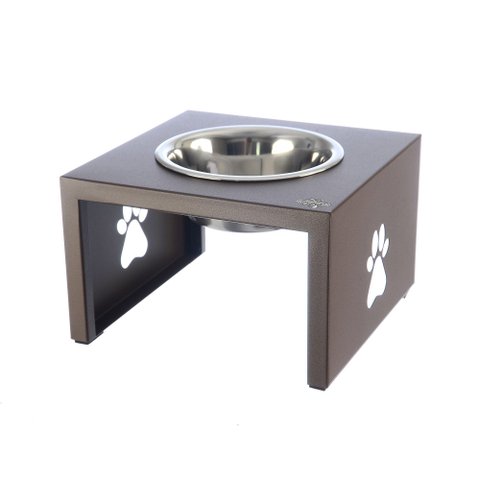 Comedouro Elevado Individual Cão Porte P Marrom