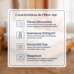 Pillow Top Casal 1000g Fibras Siliconadas Extra Macio 138x188cm Bf Colchões - 2