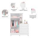 Ver imagem 3 de Kit Quarto de Bebê Doce Sonho com Berço com Rodízio Guarda Roupa com Cômoda e Colchão D18 130x60 Mov