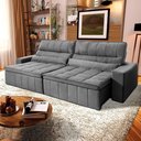 Ver imagem 1 de Sofá Retrátil Reclinável Supremo 2,70m Suede Velut Cinza Molas no Assento - King House