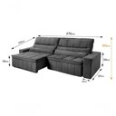 Ver imagem 2 de Sofá Retrátil Reclinável Supremo 2,70m Suede Velut Cinza Molas no Assento - King House