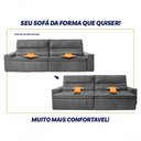 Ver imagem 5 de Sofá Retrátil Reclinável Supremo 2,70m Suede Velut Cinza Molas no Assento - King House