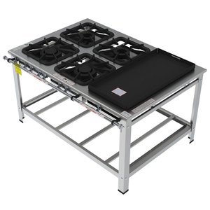Fogão Industrial Inox Gastromaq 4 Bocas Mistas Encosto com Chapa Fgi404emch