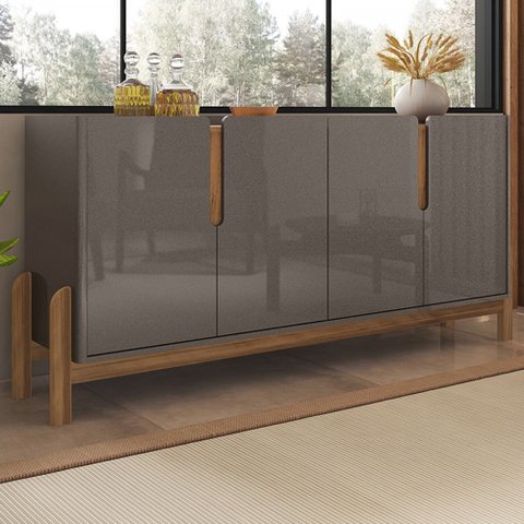 Balcão Buffet Lizz 4 Portas Cinza Perola/cedro 050518 - Casa D