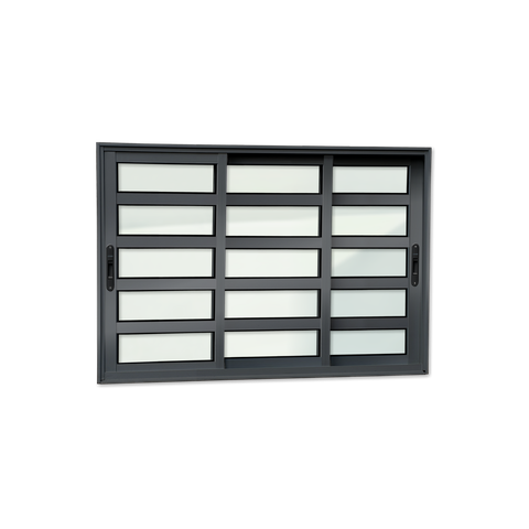 Janela Alumínio Elite c/Travessas 3 Folhas Móv.1/3 120 x 150 V.Liso Preto Brimak