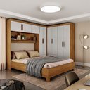 Ver imagem 1 de Guarda Roupa Casal Modulado 5 Portas com Cama Hercules 4 Portas 4 Gavetas Cinamomo com Off White