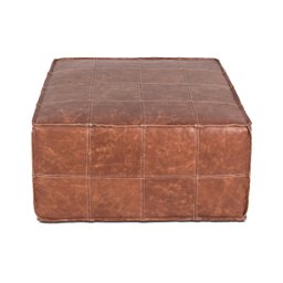 Puff Decorativo de Couro Natural Legítimo, Caramelo. - 4