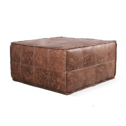 Puff Decorativo de Couro Natural Legítimo, Caramelo. - 2