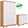 Quarto de Bebê Completo Guarda Roupa 4 Portas Cômoda 1 Porta 4 Gavetas 100% Mdf Junior - 2