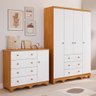 Quarto de Bebê Completo Guarda Roupa 4 Portas Cômoda 1 Porta 4 Gavetas 100% Mdf Junior - 1