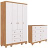 Quarto de Bebê Completo Guarda Roupa 4 Portas Cômoda 1 Porta 4 Gavetas 100% Mdf Junior - 3