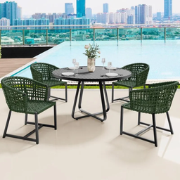 Jogo Conjunto de Mesa Ripada 1,00m e 4 Poltronas Jantar Corda Nautica - 2
