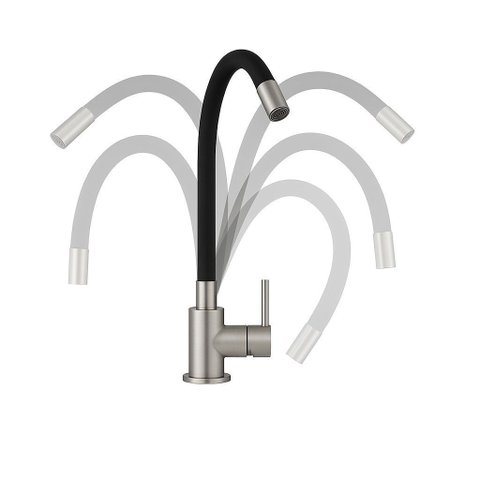 Torneira Misturador Monocomando para Cozinha - Aço Escovado com Mangueira Black Matte - Dp8205