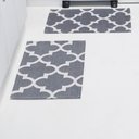 Ver imagem 2 de Kit Passadeira Tapete Cozinha 3 Peças Jacquard Base Antiderrapante - Medalhão Cinza