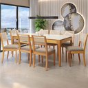 Ver imagem 1 de Mesa de Jantar 8 Lugares Loane com Vidro Madeira Maciça Off White/fendi - Kappesberg