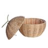 Cesto Organizador Redondo 22cm com Tampa Maçã Textura Palha Rattan - Oikos - 2