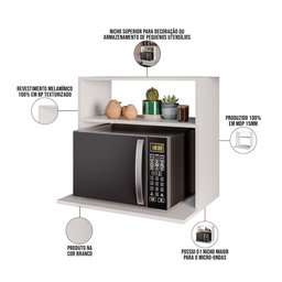Suporte Aéreo para Micro-ondas 60x40cm Bia M05 Branco - Inoviza - 4