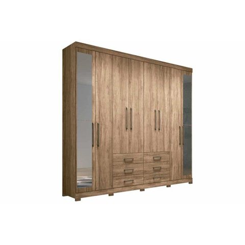 Guarda Roupa Casal 8 Portas e 6 Gavetas c/ Pés e Espelho Master 8.6 Atacama - Santos Andirá