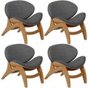 Ver imagem 1 de Kit 4 Poltronas Decorativa Orgânica Sala Living Kadosh L02 Linho Cinza Escuro - Lyam Decor