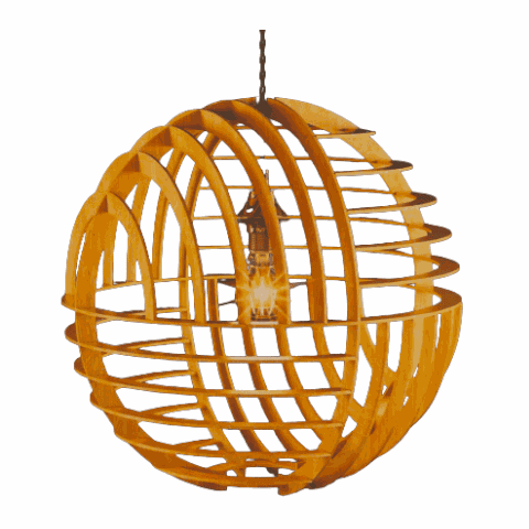 Luminária Teto tipo Pendente NETUNO MDF - Completa - Cor: Marrom