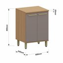 Ver imagem 3 de Balcão de Cozinha 2 Pts Tampo 60cm Duna Luciane Móveis Freijó/cinammon