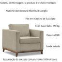 Ver imagem 3 de Poltrona Aspen Base Fixa Madeira Suede Bege Sala de Estar Recepção