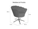 Ver imagem 3 de Kit 2 Poltronas Decorativa Pétala Base Giratória Metal Suede Cinza Ms Decor