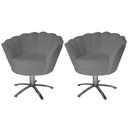 Ver imagem 1 de Kit 2 Poltronas Decorativa Pétala Base Giratória Metal Suede Cinza Ms Decor