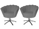 Ver imagem 1 de Kit 2 Poltronas Decorativa Pétala Base Giratória Metal Suede Cinza Ms Decor