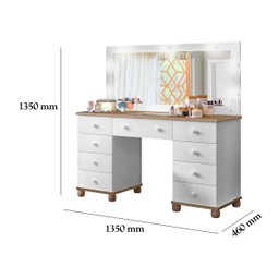 Penteadeira Camarim 9 Gavetas / Espelho com Led e Colmeia Organizadora Praticidade e Elegância:branc - 4