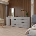 Ver imagem 1 de Cômoda Milão 8 Gavetas com Espelho Cinza/Branco - Panorama Móveis