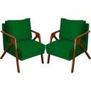 Ver imagem 1 de Kit 2 Poltronas Decorativa Shine Pé Castanho - Verde Suede