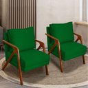 Ver imagem 5 de Kit 2 Poltronas Decorativa Shine Pé Castanho - Verde Suede