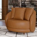 Ver imagem 2 de Kit 2 Poltronas Decorativas Base Fixa Galáxia com Almofadas PU Caramelo G45 - Gran Belo