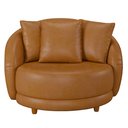 Ver mais imagens de Kit 2 Poltronas Decorativas Base Fixa Galáxia com Almofadas PU Caramelo G45 - Gran Belo