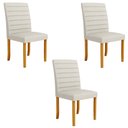 Ver imagem 1 de Kit 3 Cadeiras de Sala de Jantar Estofadas Veiga Madeira Maciça Linho Off White G78 - Gran Belo Cade