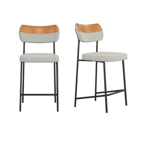 Conjunto 02 Banquetas Medias Mona Courissimo Whisky e Cinza - Ssx Multicoisas