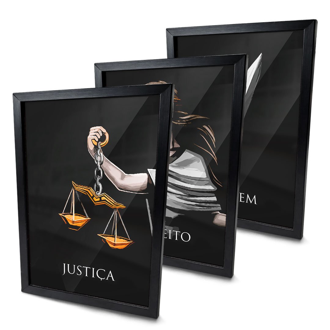 Quadro Para Advocacia Justiça Direito Ordem moldura e vidro - 3