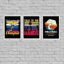 Ver imagem 1 de Kit 3 Quadros Volleyball Vintage 45x34cm:Madeira preta