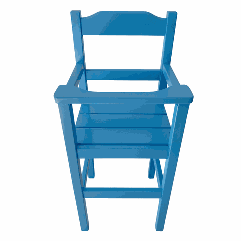 Cadeira Papinha para Bebê com Trava Fixa em Madeira Maciça - Azul