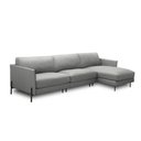 Ver imagem 2 de Sofá Decorativo Karine 5 Lugares Sala de estar 300cm com Chaise Pés em Aço Couro Grafite G88 - Gran