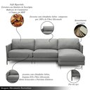 Ver imagem 3 de Sofá Decorativo Karine 5 Lugares Sala de estar 300cm com Chaise Pés em Aço Couro Grafite G88 - Gran